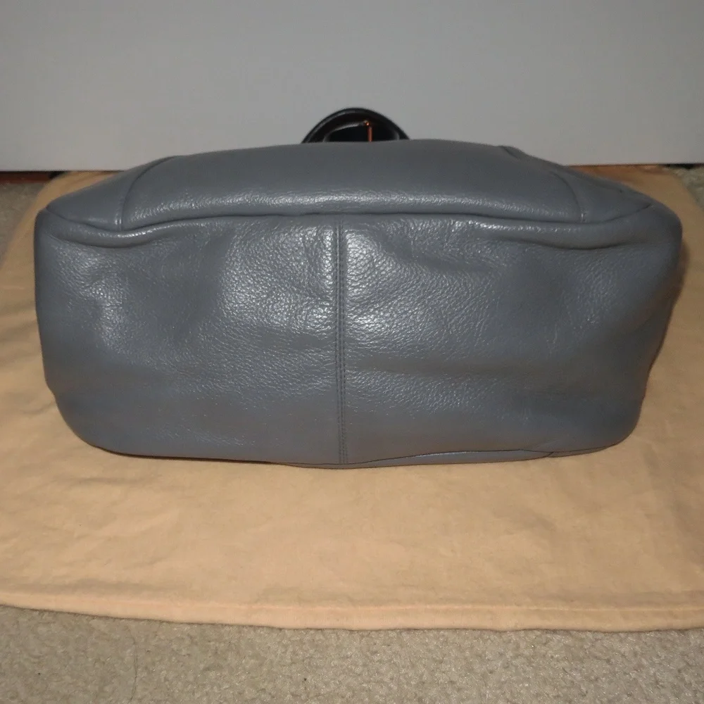 Loewe Calle Grey with Purple Trim Leather Hobo Bag